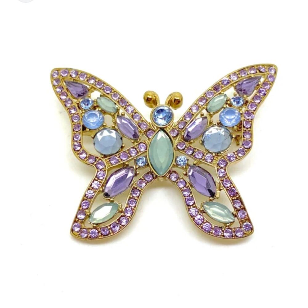 Beautiful Vintage Napier Lilac/Blue/and Green Butterfly Brooch
